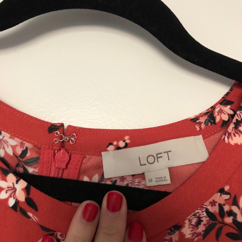 LOFT floral long sleeve flare dress - Picture 6 of 12